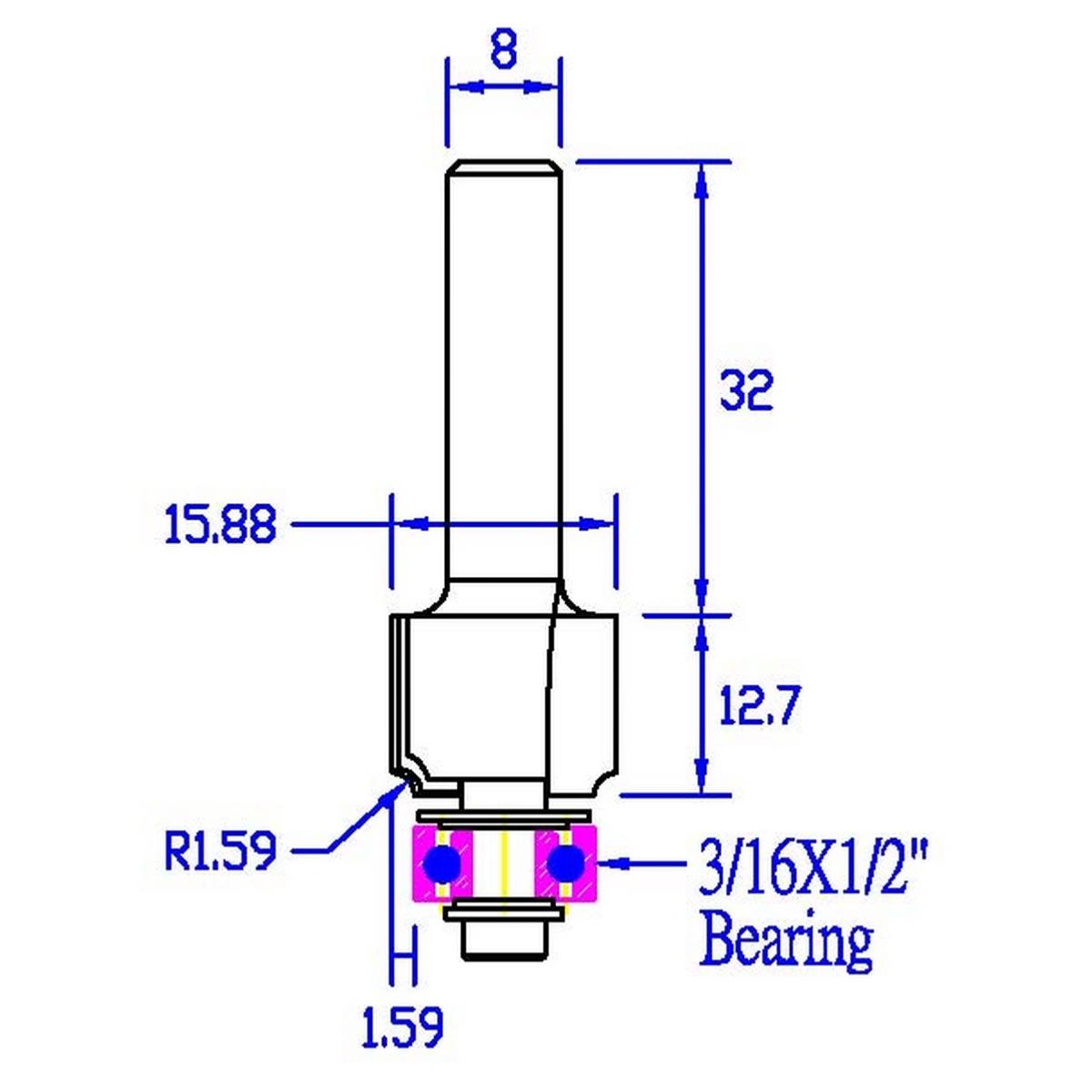 CMT - Fraise de défonceuse à arrondir quart de rond (existe en queue de 6 -  8 et 12 mm) CMT CMT738/938 : Atelier des Boiseux