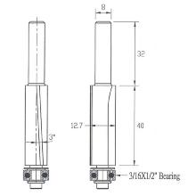 Fraise à Affleurer 8 Mm - Diamètre 12.7 Mm, Longueur De Coupe 63 Mm - Roulement à Billes - Pour Bois, MDF, Contreplaqué