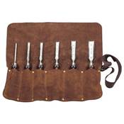 Trousse en cuir de 6 ou 12 ciseaux  bois