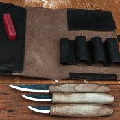 Kit 3 couteaux à sculpter avec trousse cuir